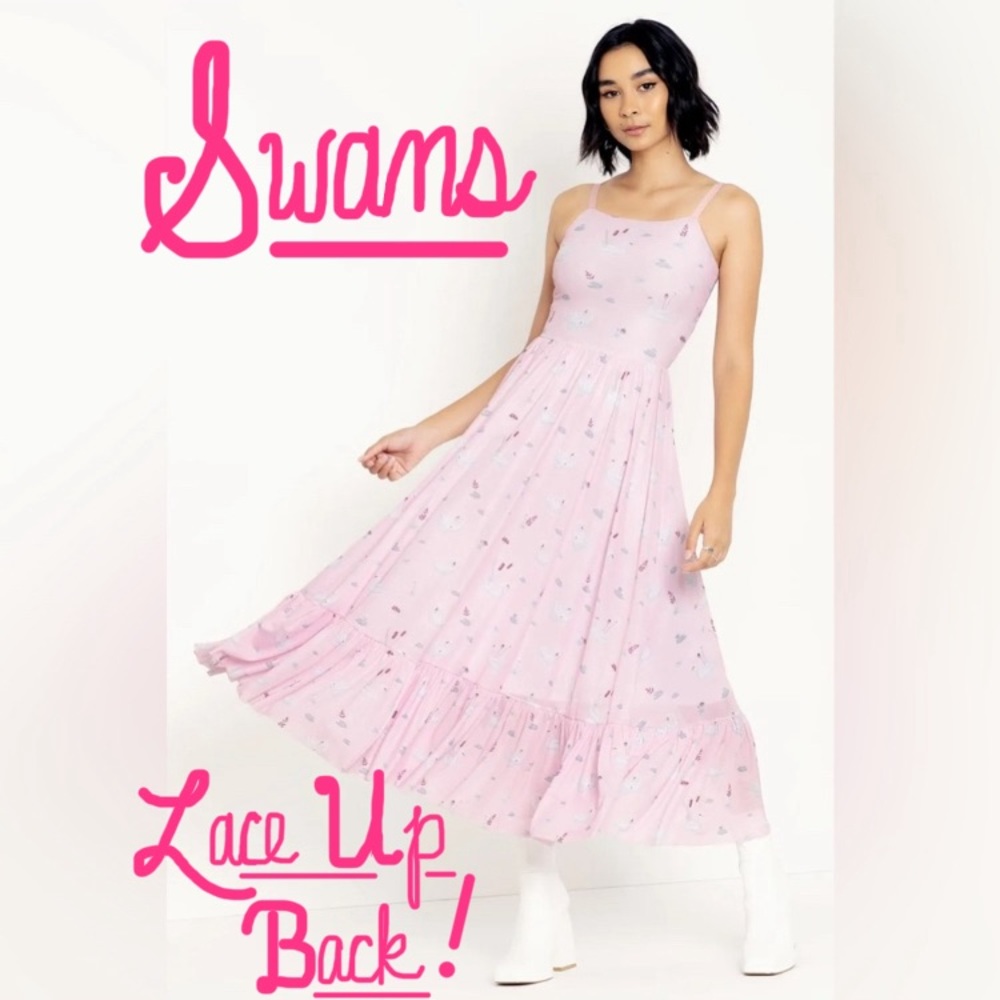 BLACKMILK White Swan Tie Up Picnic Midaxi DRESS!